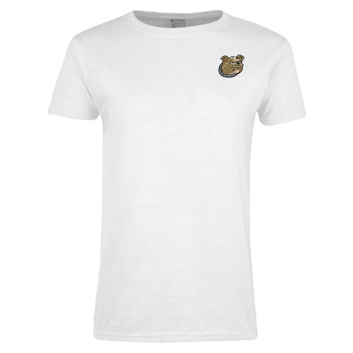  Womens White Short Sleeve Tee - Bulldog Head