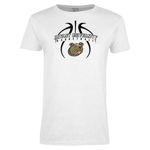  Womens White Short Sleeve Tee - Basketball in Ball
