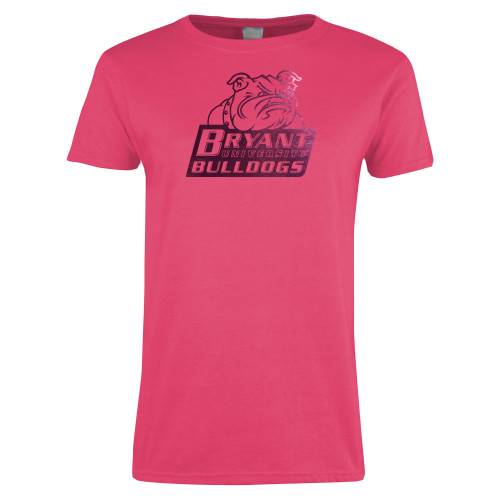  Womens Hot Pink Short Sleeve Tee - Bryant Official Logo Foil