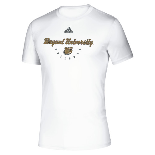  Adidas White Pregame Performance Tee - Mascot under Script Adidas