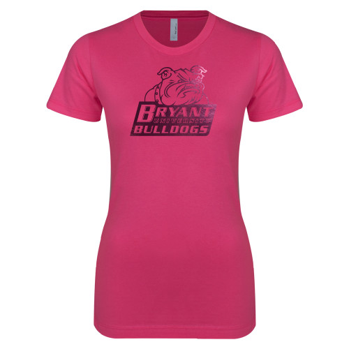  Next Level Womens Fuchsia Boyfriend Tee - Bryant Official Logo Foil