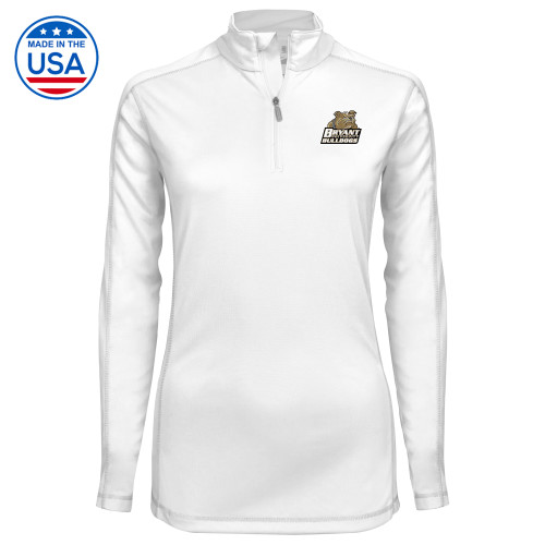  Syntrel Womens White Interlock 1/4 Zip - Bryant Official Logo
