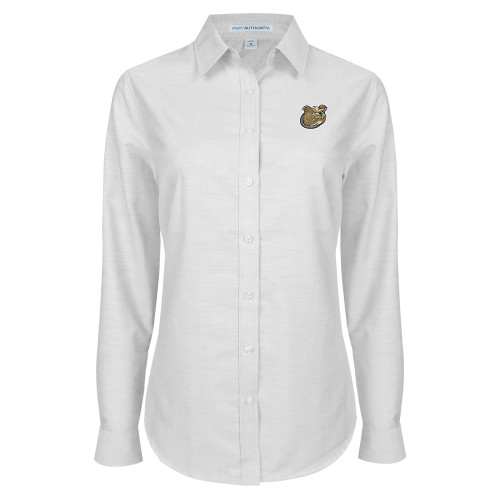  Womens White Oxford Shirt - Bulldog Head
