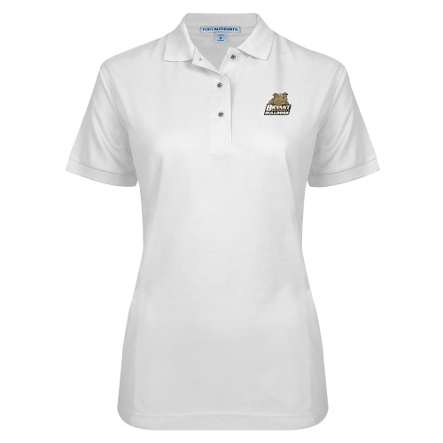  Womens Silk Touch White Pique Polo - Bryant Official Logo