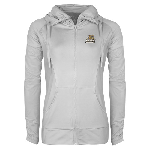  Womens White Sport Wick Stretch Full Zip Jacket - Bryant Official Logo
