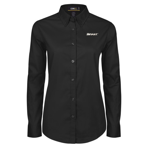  Womens Black Twill Button Down Long Sleeve  - Bryant