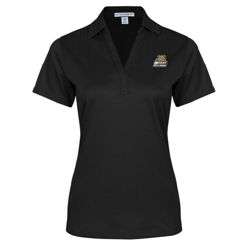  Womens Black Performance Fine Jacquard Polo - Bryant Official Logo
