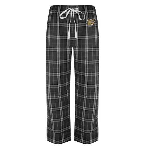  Black/Grey Flannel Pajama Pant - Bulldog Head