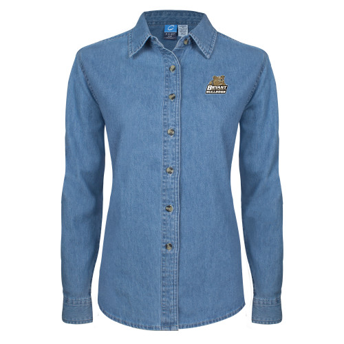 Womens Denim Long Sleeve Shirt - Bryant Official Logo