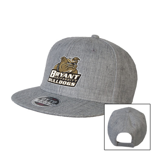  Heather Grey Wool Blend Flat Bill Snapback Hat - Bryant Official Logo