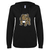 Thumbnail image for  ENZA Womens Black V Notch Raw Edge Fleece Hoodie