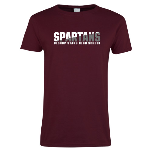  Womens Maroon Short Sleeve Tee - Two Toned
