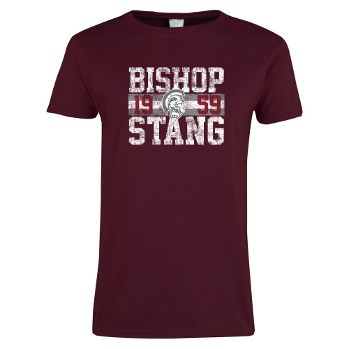  Womens Maroon Short Sleeve Tee - Bishop Stang Est Year