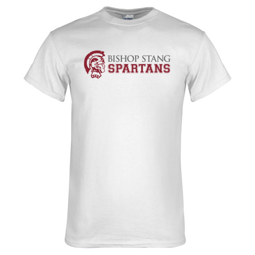  White T Shirt - Bishop Stang Spartans w Spartan Head