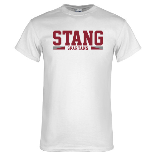  White T Shirt - Stang w Two Tone Bar