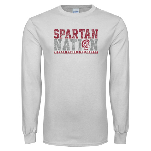  White Long Sleeve T Shirt - Spartan Nation