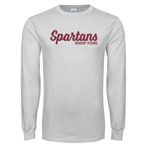  White Long Sleeve T Shirt - Stang w Two Tone Bar