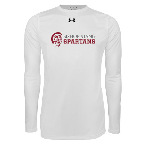  Under Armour White Long Sleeve Tech Tee - Bishop Stang Spartans w Spartan Head