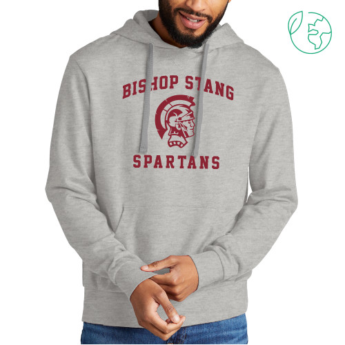  Allmade Light Grey Organic French Terry Pullover Hoodie - Arched Bishop Stang w Spartan
