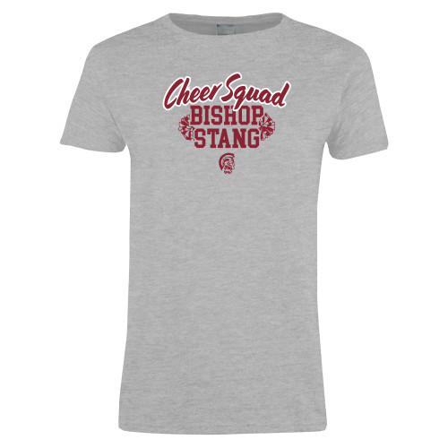  Womens Grey Short Sleeve Tee - Bishop Stang - Football Cheer Squad