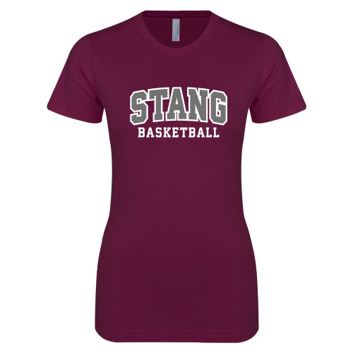  Next Level Womens Maroon Boyfriend Tee - Basketball