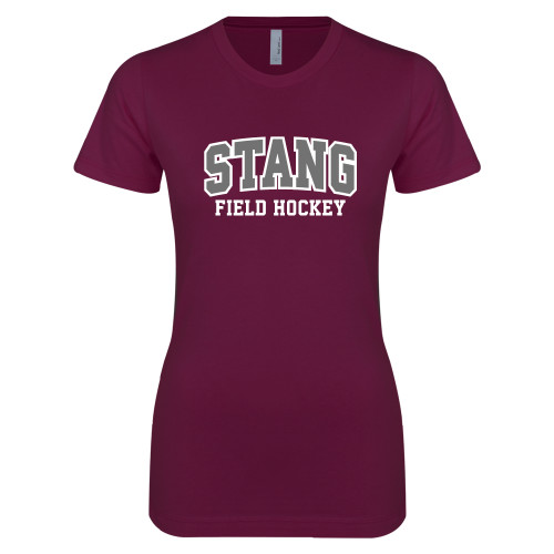  Next Level Womens Maroon Boyfriend Tee - Field Hockey