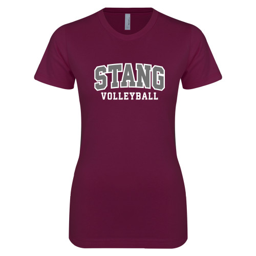  Next Level Womens Maroon Boyfriend Tee - Volleyball