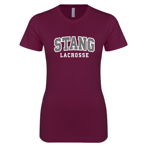 Next Level Womens Maroon Boyfriend Tee - Lacrosse