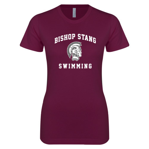  Next Level Womens Maroon Boyfriend Tee - Swimming - Spartan