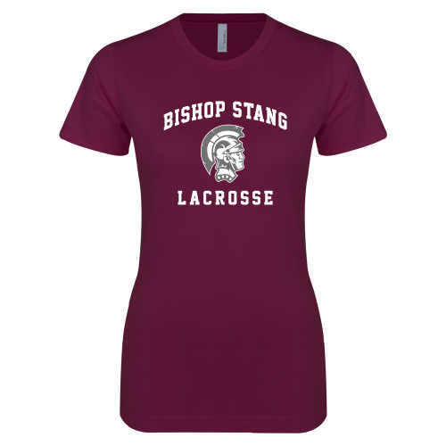  Next Level Womens Maroon Boyfriend Tee - Lacrosse - Spartan