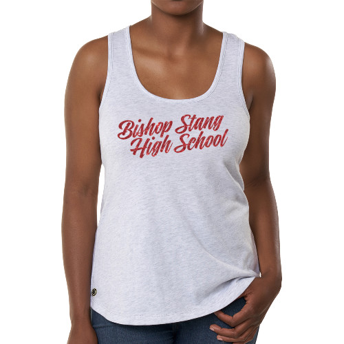  Fall Rush Ladies Ash Grey Tank - N Red Glitter