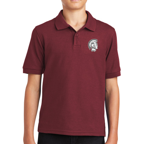  Youth Maroon Silk Touch Polo - Spartan