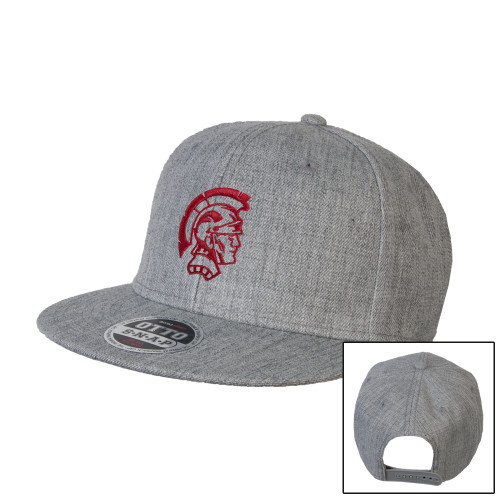  Heather Grey Wool Blend Flat Bill Snapback Hat - Spartan