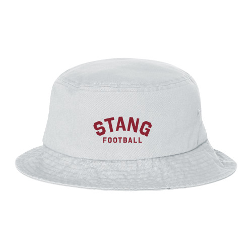  Sportsman White Bucket Hat - Stang Football - Arched