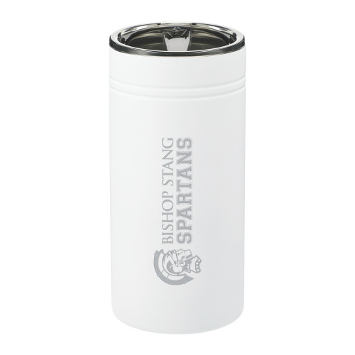  Sherpa Vacuum White Tumbler & Insulator 12oz - Bishop Stang Spartans w Spartan Head Engraved