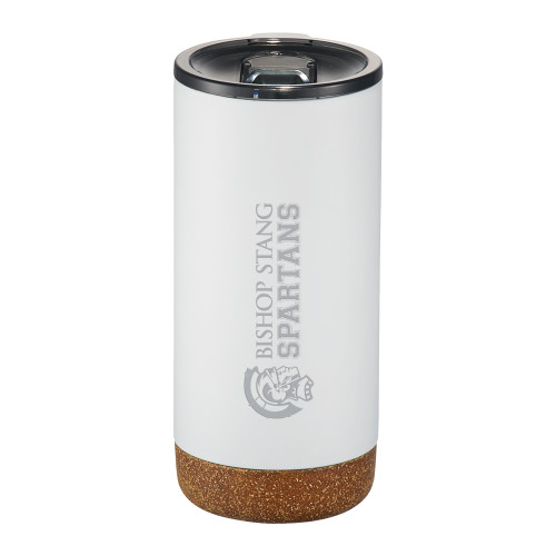  Valhalla Vacuum Insulated White Tumbler 16oz - Bishop Stang Spartans w Spartan Head Engraved
