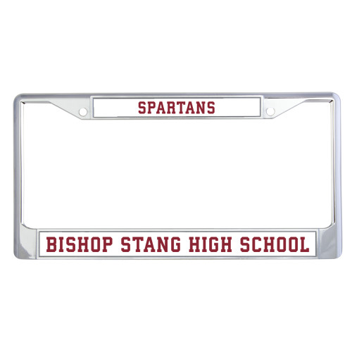  Metal License Plate Frame in Chrome - Bishop Stang High School