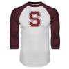 Thumbnail image for  White/Maroon Raglan Baseball T Shirt