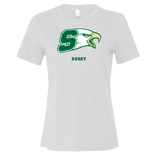  Bella + Canvas Womens White Relaxed Cotton T Shirt - Bishop Shanahan High School Rugby
