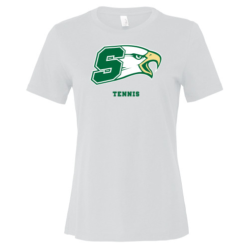  Bella + Canvas Womens White Relaxed Cotton T Shirt - Bishop Shanahan High School Tennis