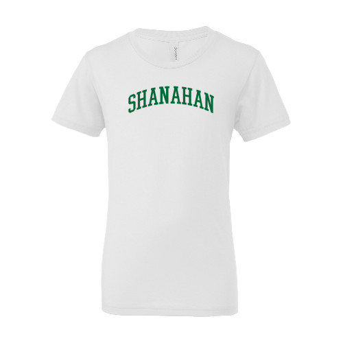  Bella + Canvas Youth White Jersey T Shirt - Shanahan Arched Design