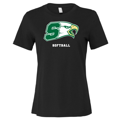  Bella + Canvas Womens Black Relaxed Cotton T Shirt - Bishop Shanahan High School Softball