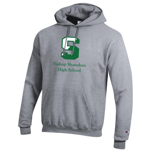 Champion Heather Grey Fleece Hoodie - Bishop Shanahan High School Athletic S