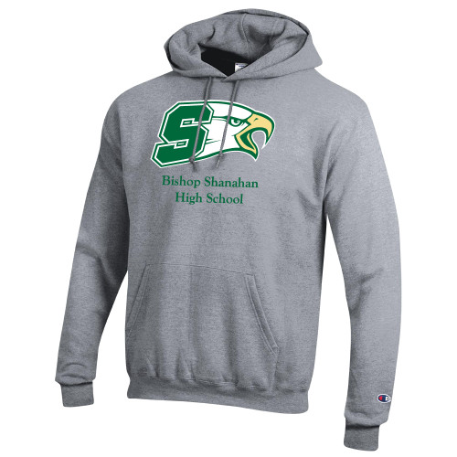  Champion Heather Grey Fleece Hoodie - Bishop Shanahan High School Athletic S with Eagle