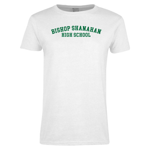  Womens White Short Sleeve Tee - Bishop Shanahan High School Arched