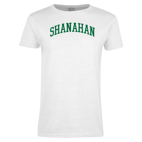  Womens White Short Sleeve Tee - Shanahan Arched Design