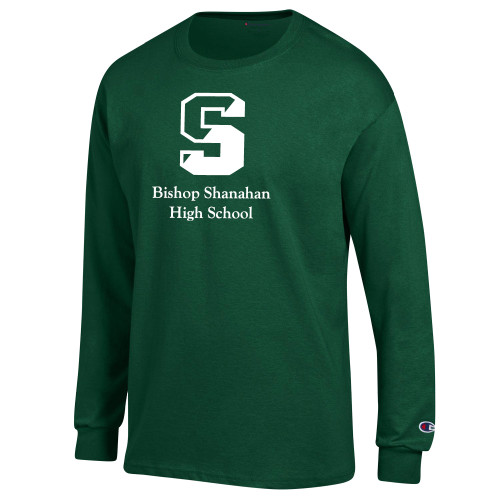  Champion Dark Green Long Sleeve T Shirt - Bishop Shanahan High School Athletic S