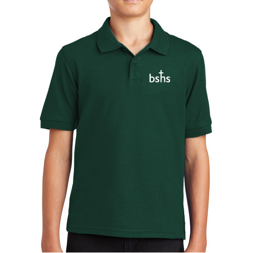  Youth Dark Green Silk Touch Polo - Bishop Shanahan High School BSHS