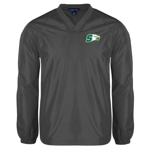  Charcoal V Neck Raglan Windshirt - Bishop Shanahan Athletic S with Eagle