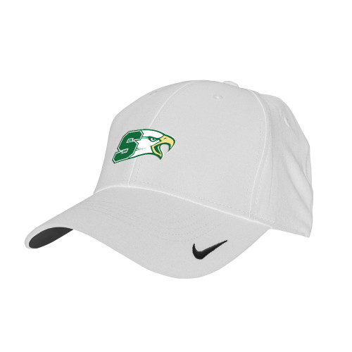  Nike White Swoosh Legacy 91 Hat - Bishop Shanahan Athletic S with Eagle